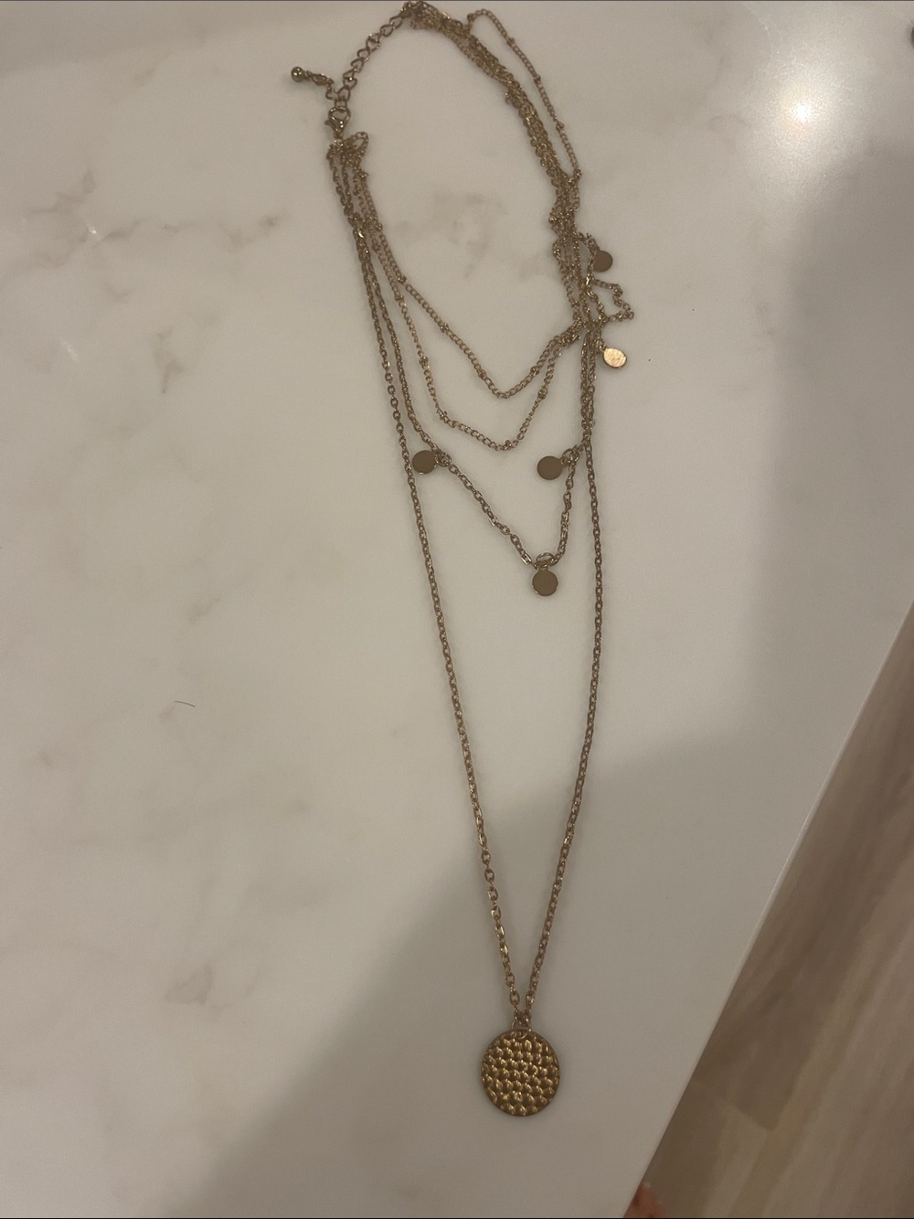 Rose gold color multi layer necklace